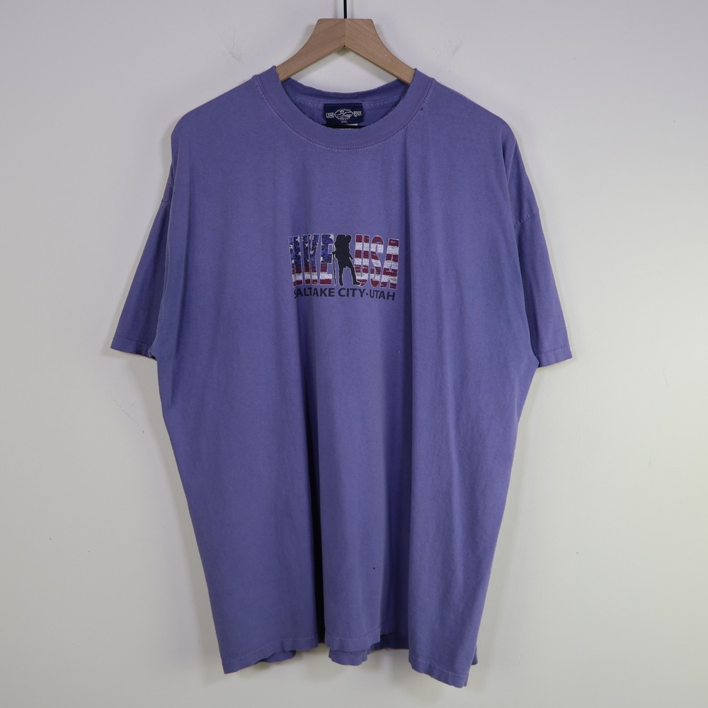 Vintage 90s Lone Rock Hike USA‎ Salt Lake City T-Shirt XXL Gorpcore Blue Cotton